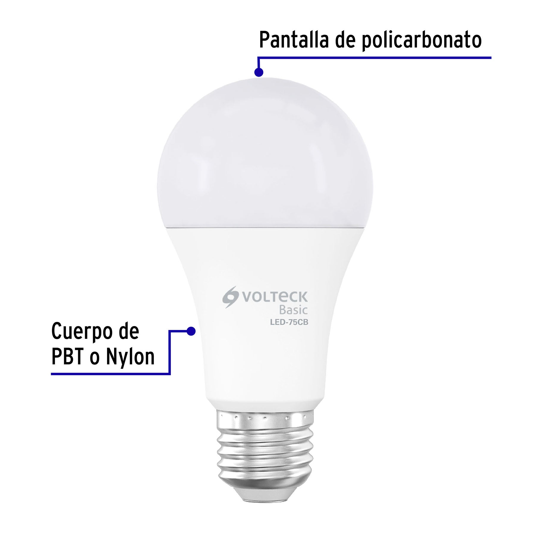 Lámpara LED A19 10 W (equiv. 75 W), luz cálida, caja, Basic | LED-75CB | 28064