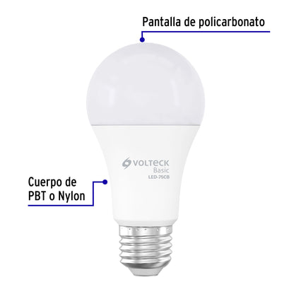 Lámpara LED A19 10 W (equiv. 75 W), luz cálida, caja, Basic | LED-75CB | 28064