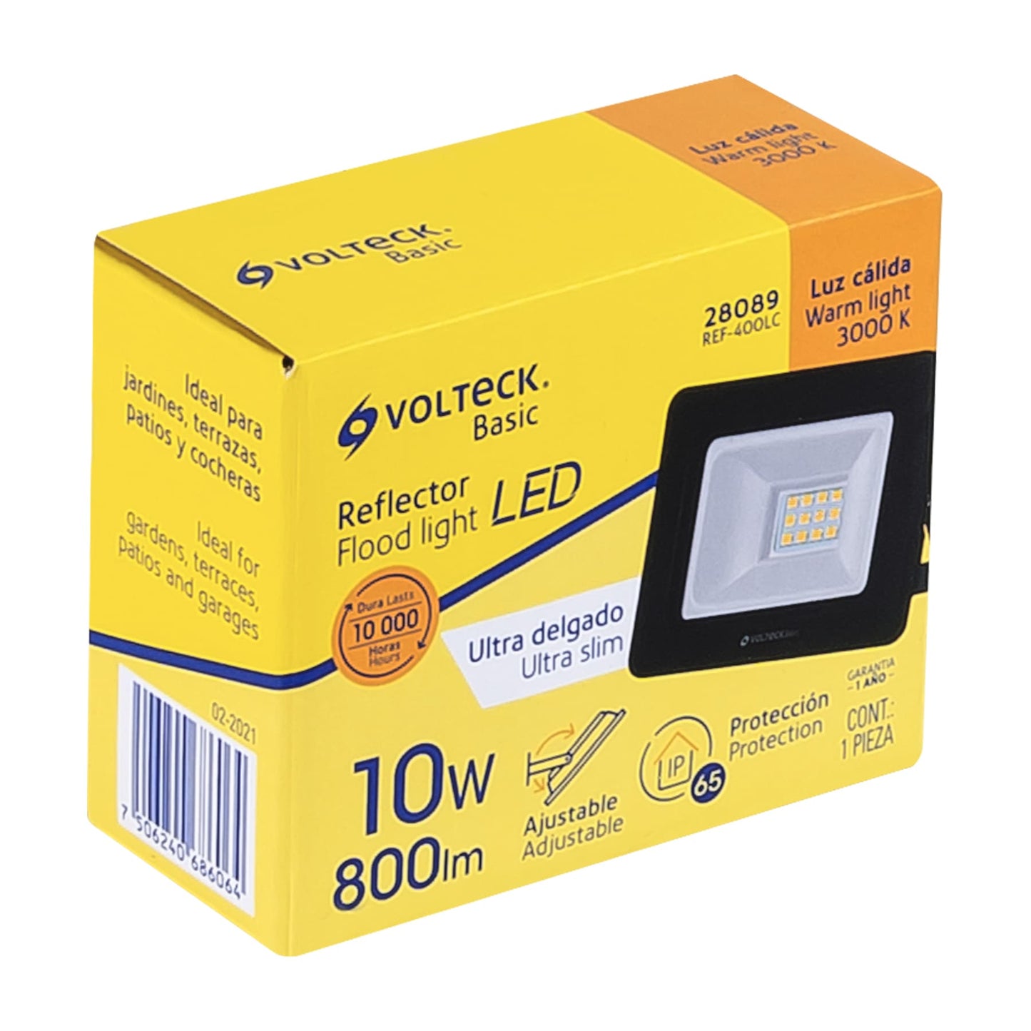 Reflector LED para exteriores 10W 3000K, VOLTECK BASIC | REF-400LC | 28089