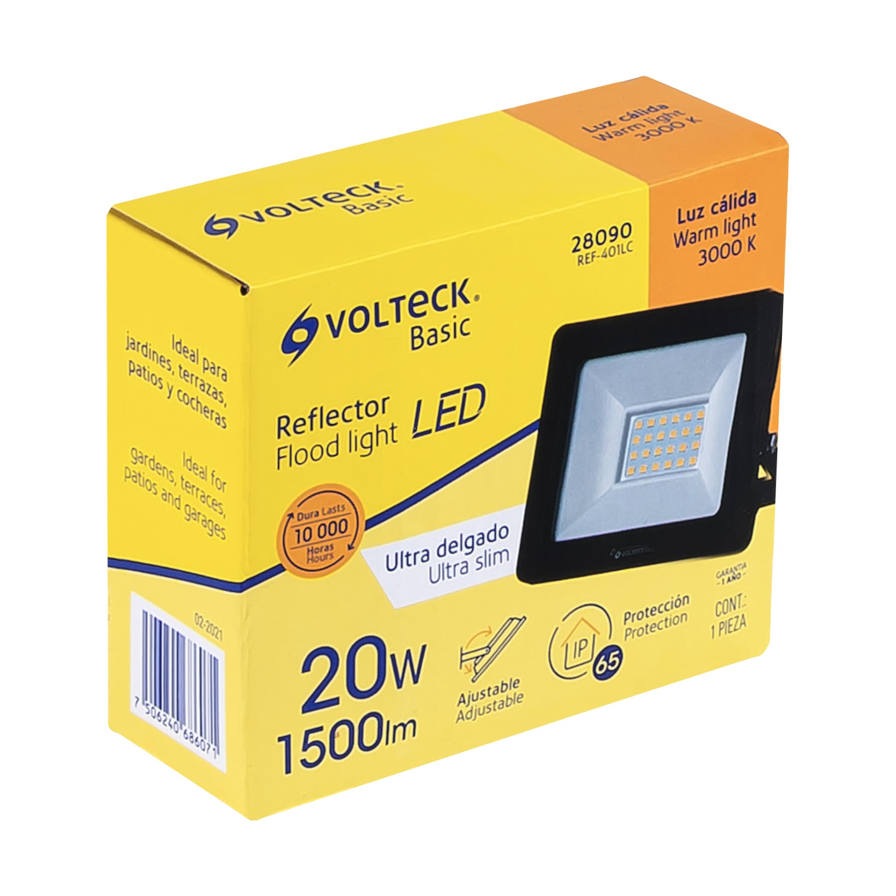 Reflector LED para exteriores 20W 3000K, VOLTECK BASIC | REF-401LC | 28090
