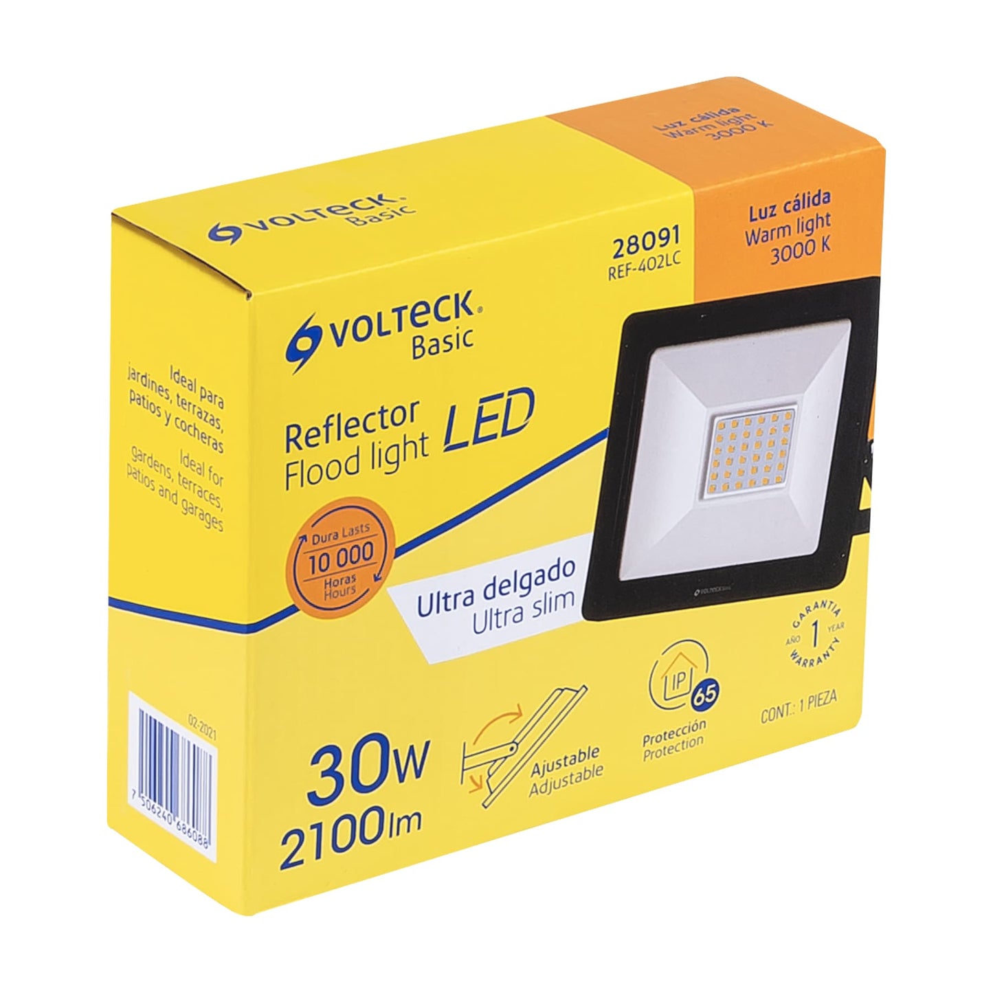 Reflector LED para exteriores 30W 3000K, VOLTECK BASIC | REF-402LC | 28091