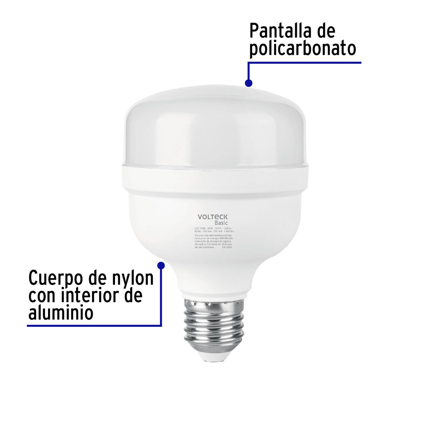 Lámpara LED alta potencia 20W (equiv. 170W) luz de día Basic | LED-170B | 28206