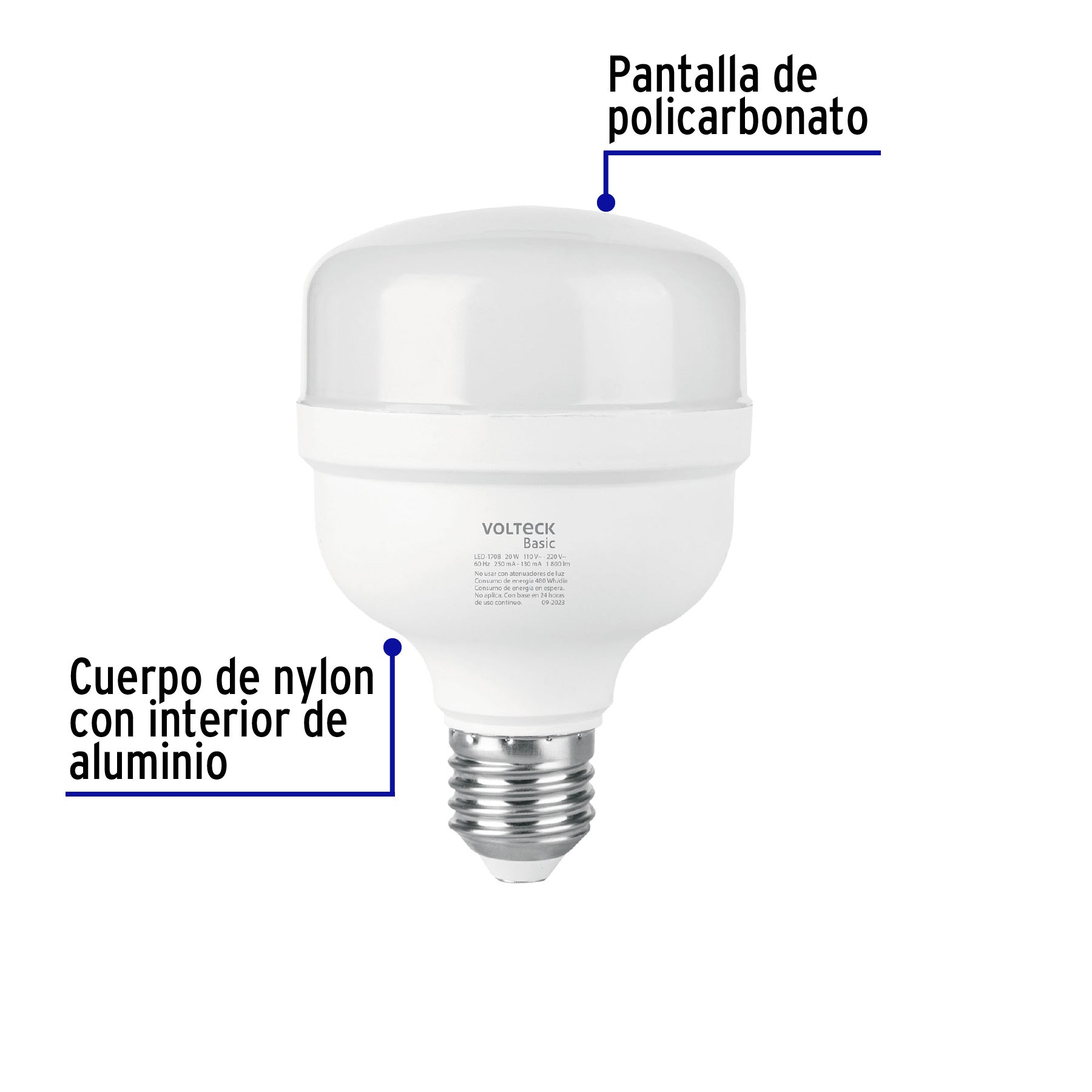 Lámpara LED alta potencia 20W (equiv. 170W) luz de día Basic | LED-170B | 28206