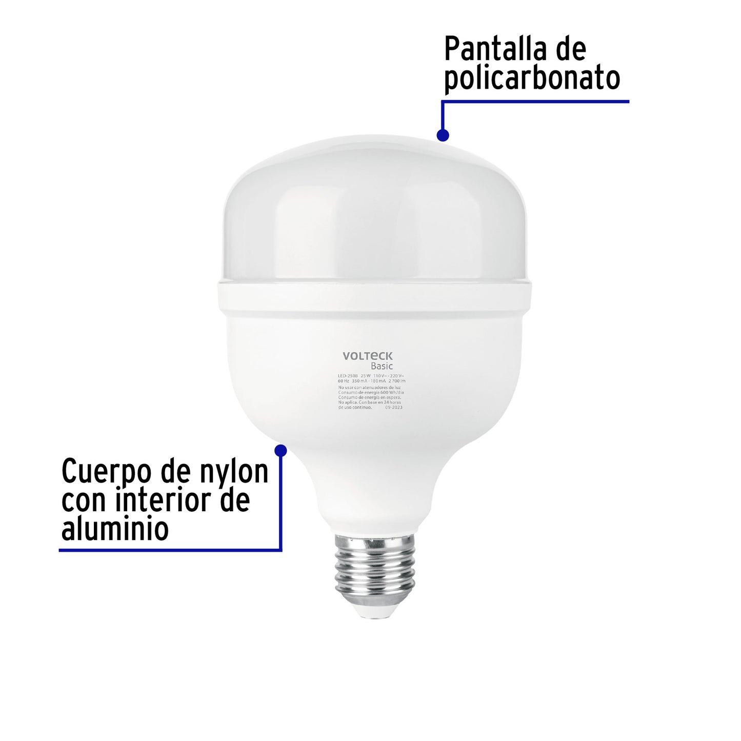 Lámpara LED alta potencia 25W (equiv. 250W) luz de día Basic | LED-250B | 28207