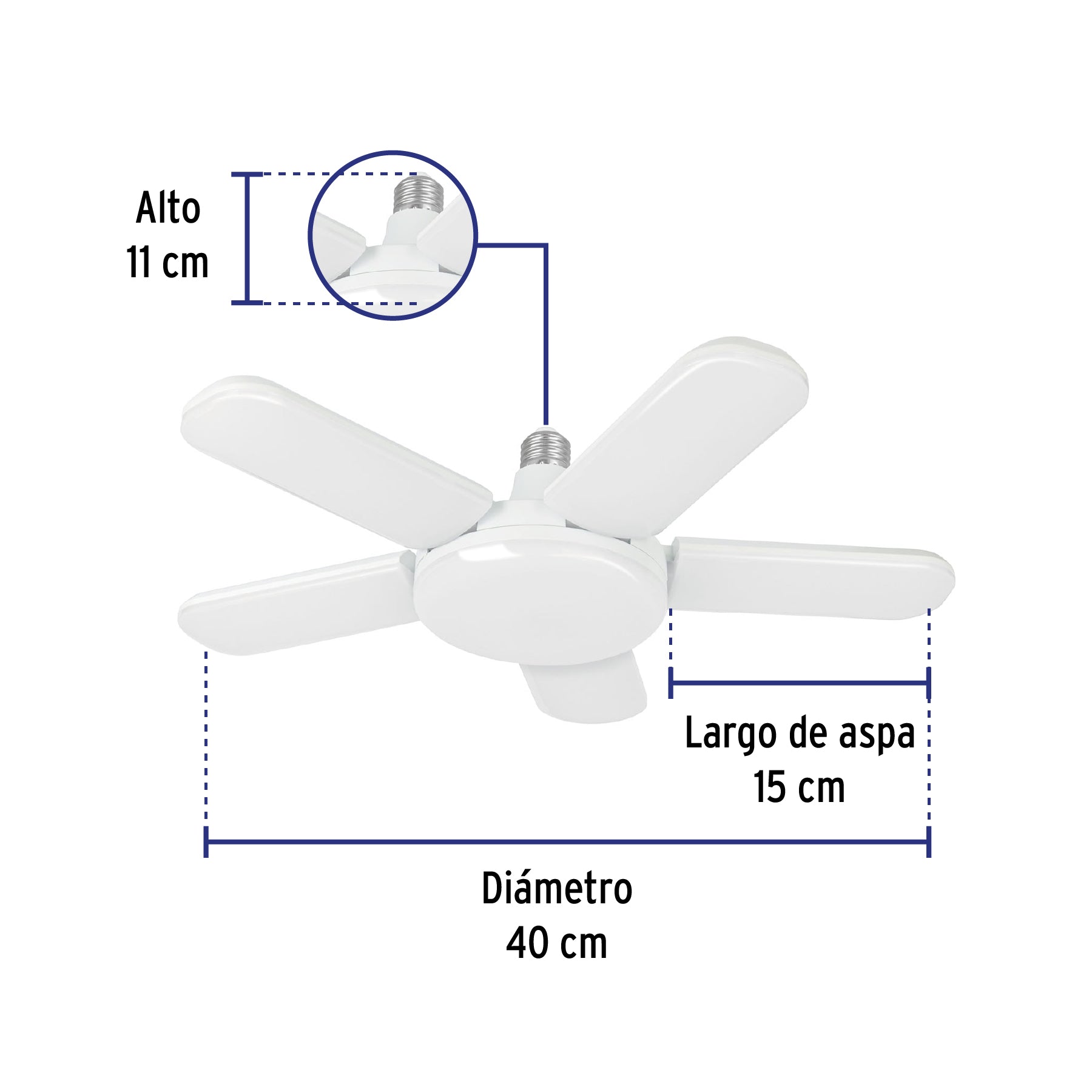 Lámpara LED 50W tipo ventilador, 5 aspas ajustables, VOLTECK | LED-550V | 29006