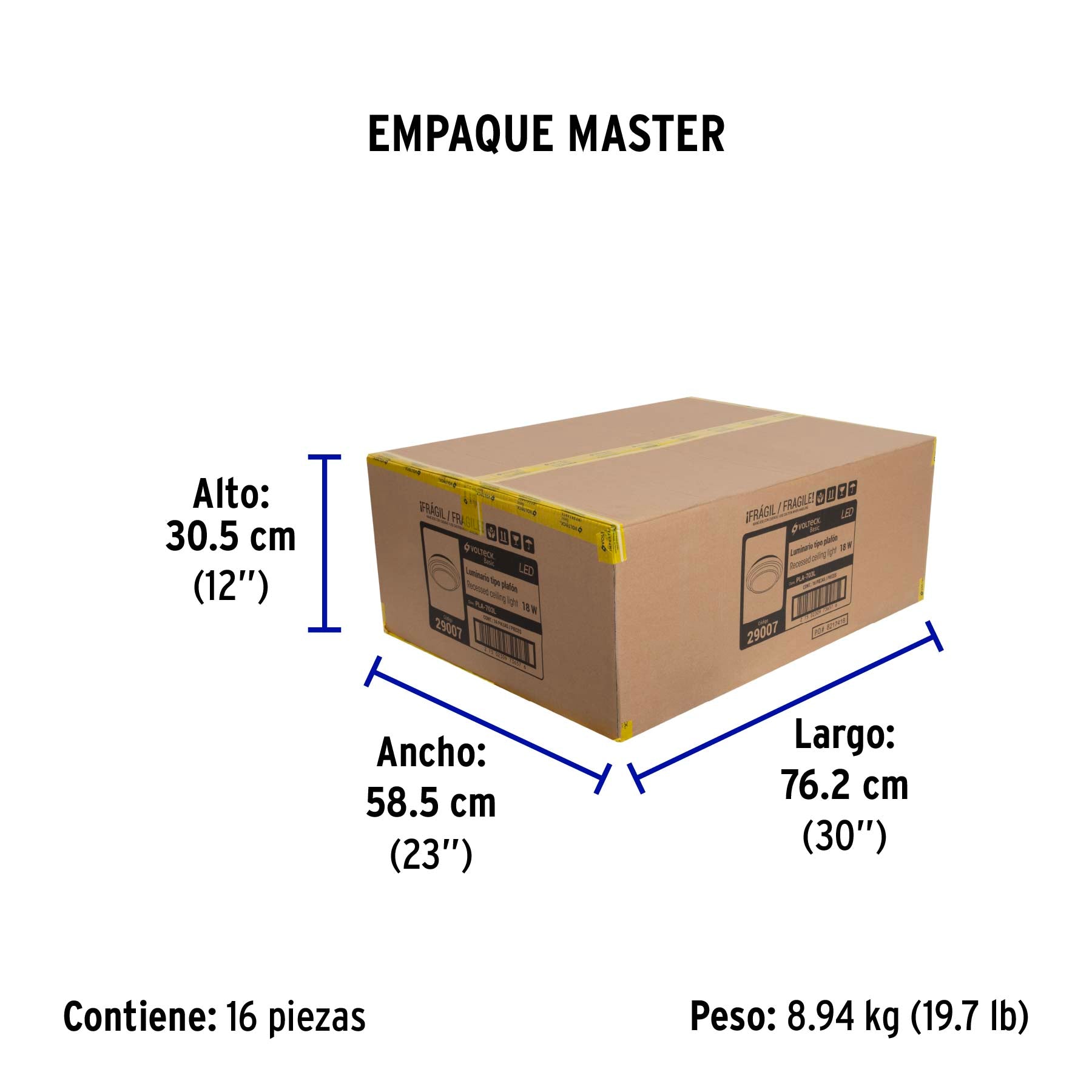 Luminario LED plafón decorativo 18W 6500K, metálico, BASIC | PLA-703L | 29007