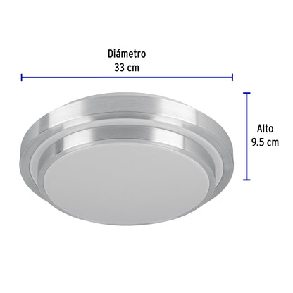 Luminario LED plafón decorativo 22W 6500K, metálico, BASIC | PLA-704L | 29008