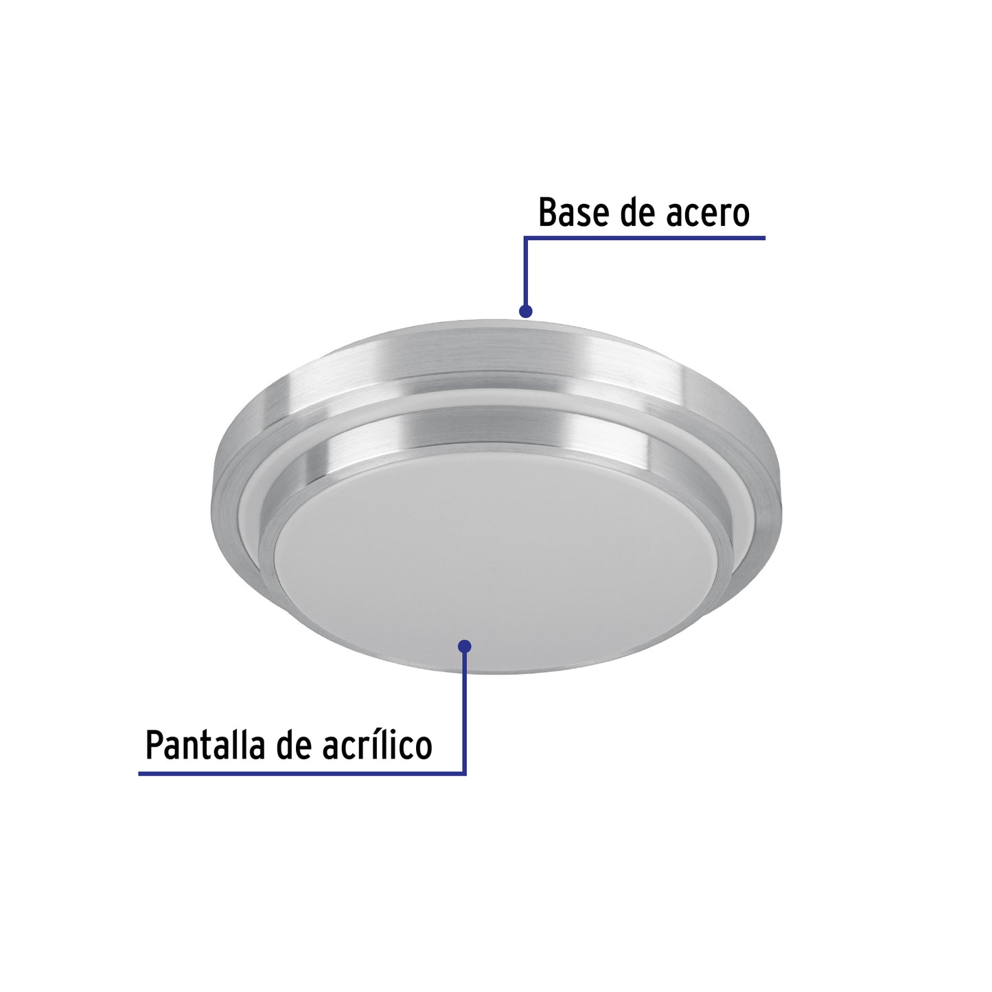Luminario LED plafón decorativo 22W 6500K, metálico, BASIC | PLA-704L | 29008