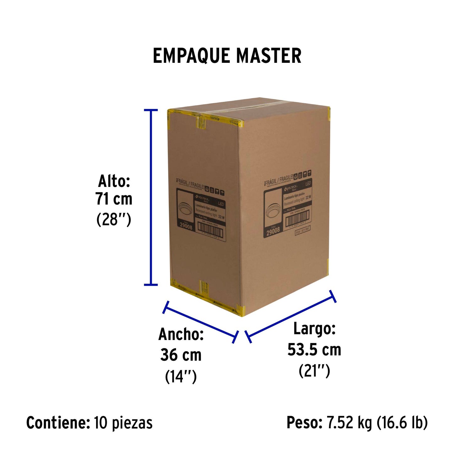 Luminario LED plafón decorativo 22W 6500K, metálico, BASIC | PLA-704L | 29008