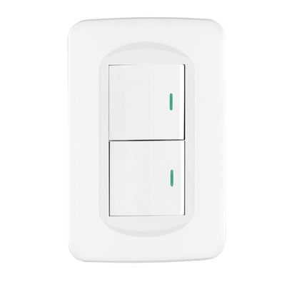 Placa armada 2 interruptores 1.5 módulos, Toledo, BASIC | PA-APDO15-TB | 29053