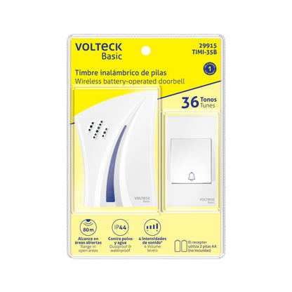 Timbre inalámbrico de pilas, 36 tonos, VOLTECK BASIC | TIMI-35B | 29915
