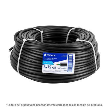 Metro de cable uso extra rudo 3 x 10 AWG en rollo de 100 m | CAUR-310 | 40005