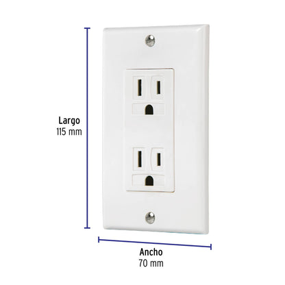 Placa armada contacto dúplex, 2 polos + tierra Classic | PA-CODO-CLP | 40016