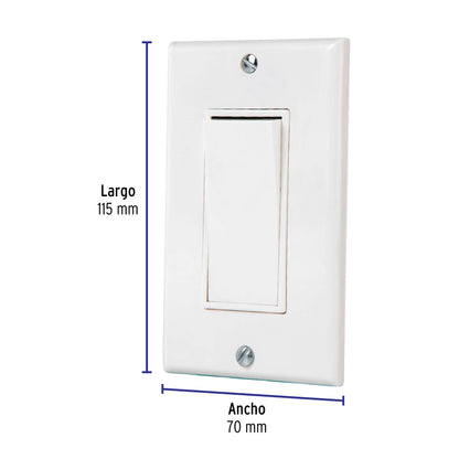 Placa armada con interruptor sencillo Classic, Volteck | PA-APSE-CLP | 40017