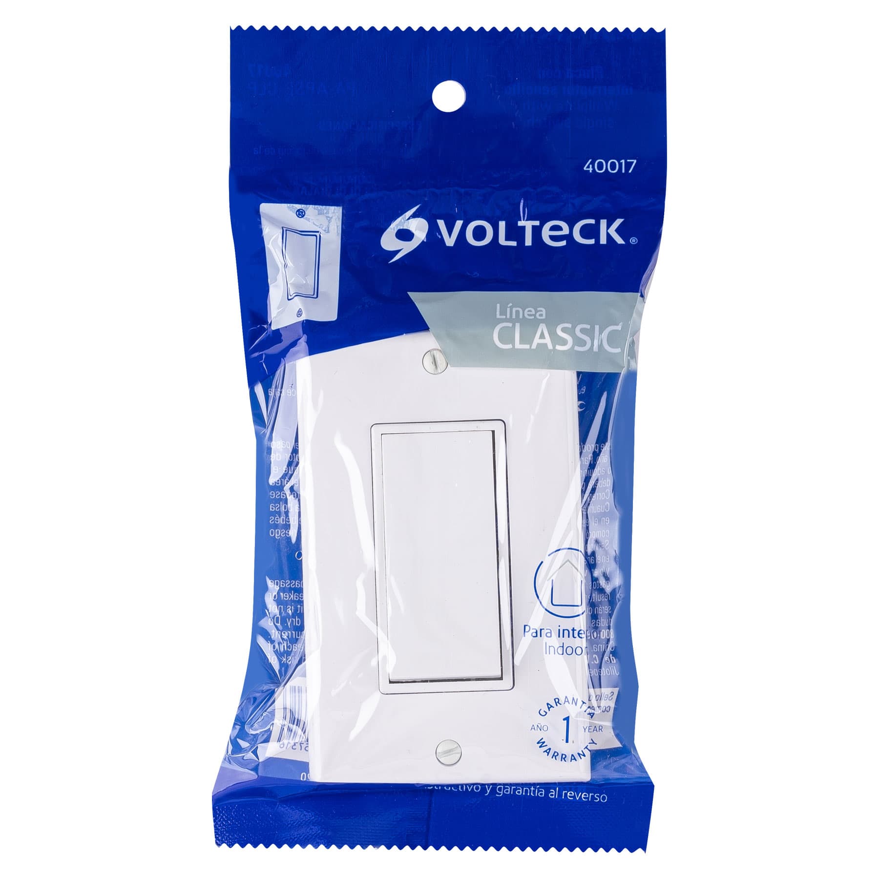 Placa armada con interruptor sencillo Classic, Volteck | PA-APSE-CLP | 40017