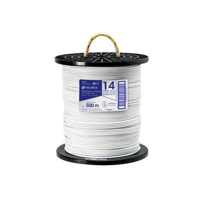 Metro de cable THHW-LS 14 AWG blanco en carrete de 500 m | CAB-14B-500 | 40112