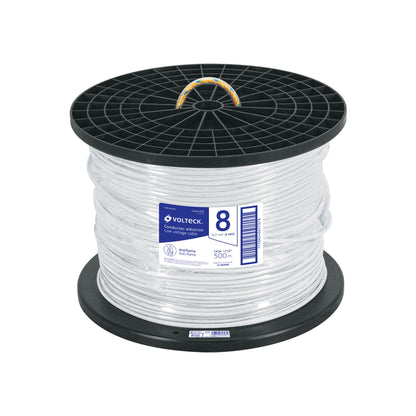 Metro de cable THHW-LS 8 AWG blanco en carrete de 500 m | CAB-8B-500 | 40115