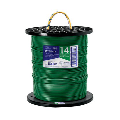 Metro de cable THHW-LS 14 AWG verde en carrete de 500 m | CAB-14V-500 | 40120
