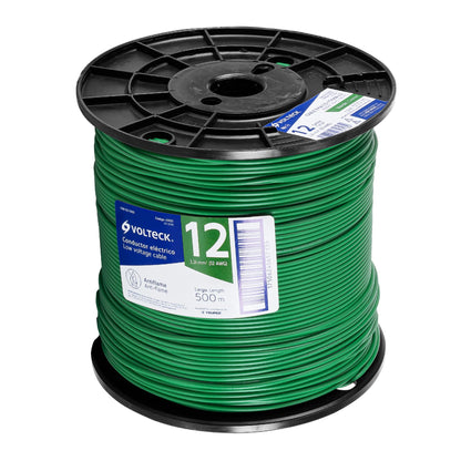 Metro de cable THHW-LS 12 AWG verde en carrete de 500 m | CAB-12V-500 | 40121