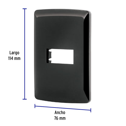 Placa 1 módulo, Italiana, color negro, Volteck | PPSE-IN | 40136