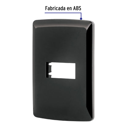 Placa 1 módulo, Italiana, color negro, Volteck | PPSE-IN | 40136