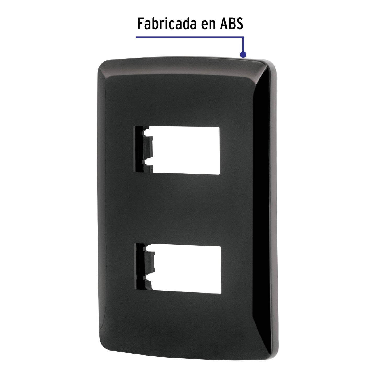 Placa 2 modulos, Italiana, color negro, Volteck | PPDO-IN | 40137