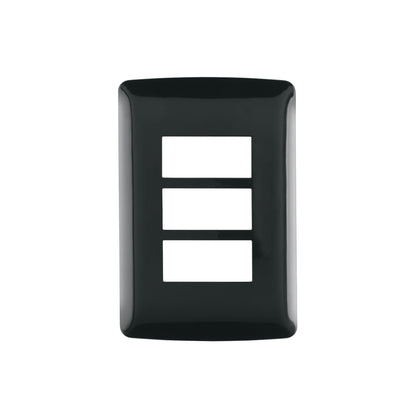 Placa 3 modulos, Italiana, color negro, Volteck | PPTR-IN | 40138