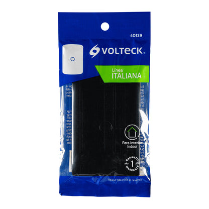 Placa ciega, Italiana, color negro, Volteck | PPC-IN | 40139