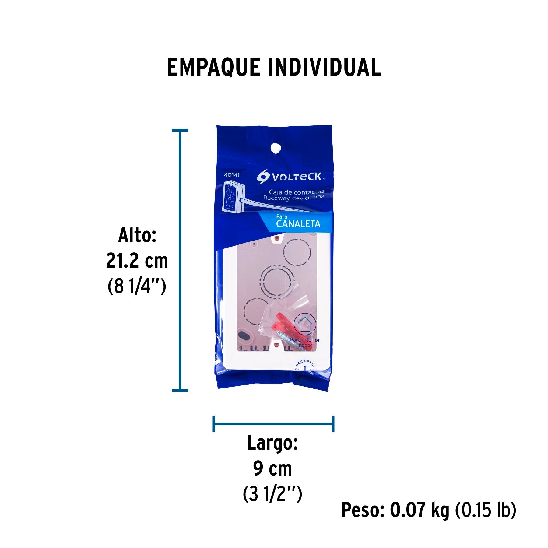 Caja de contactos para canaleta 3' x 5', blanca, Volteck | CRU-3X5 | 40141