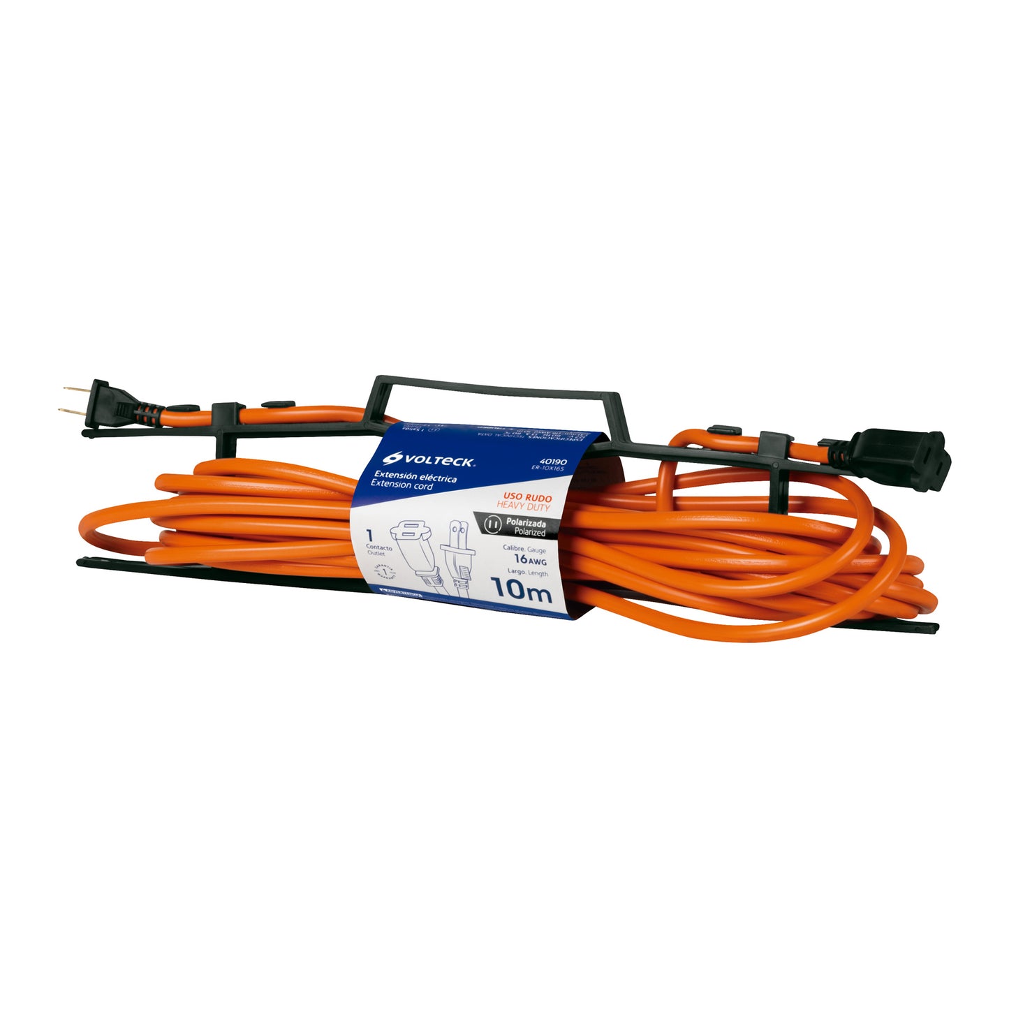 Extensión eléctrica uso rudo 10 m 2x16 AWG para 1 clavija | ER-10X16S | 40190
