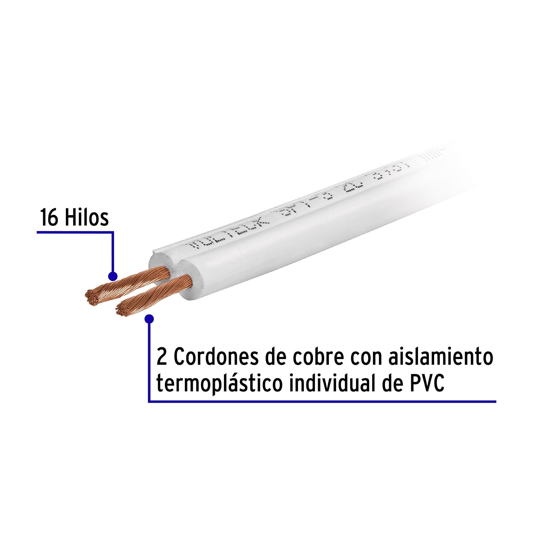 Carrete con 20 m cordón dúplex flexible SPT 18 AWG, Volteck | CDU-18-20 | 40202
