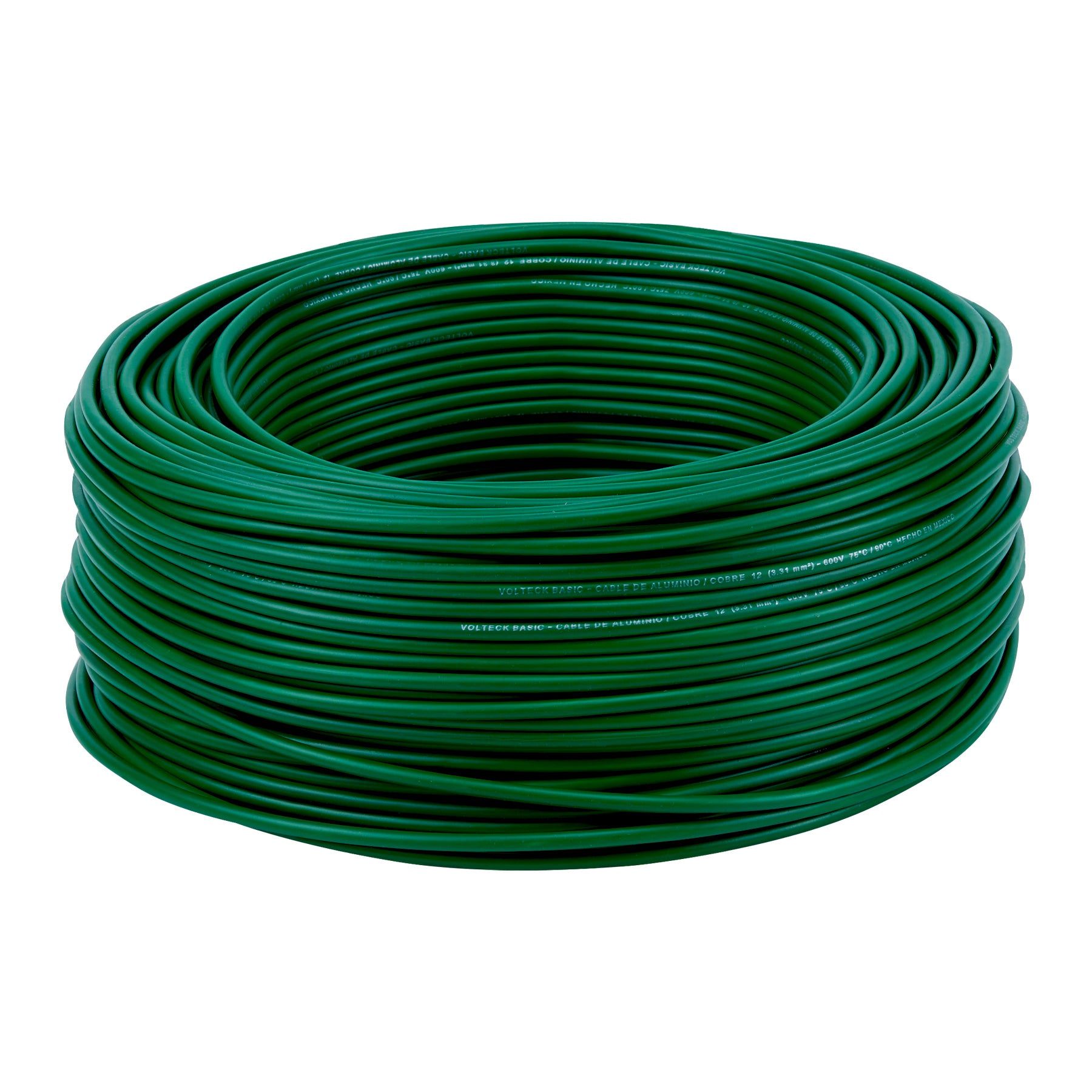 Rollo de 100 metros de cable THW CCA 12 AWG verde, Basic | CCA-12V | 40215