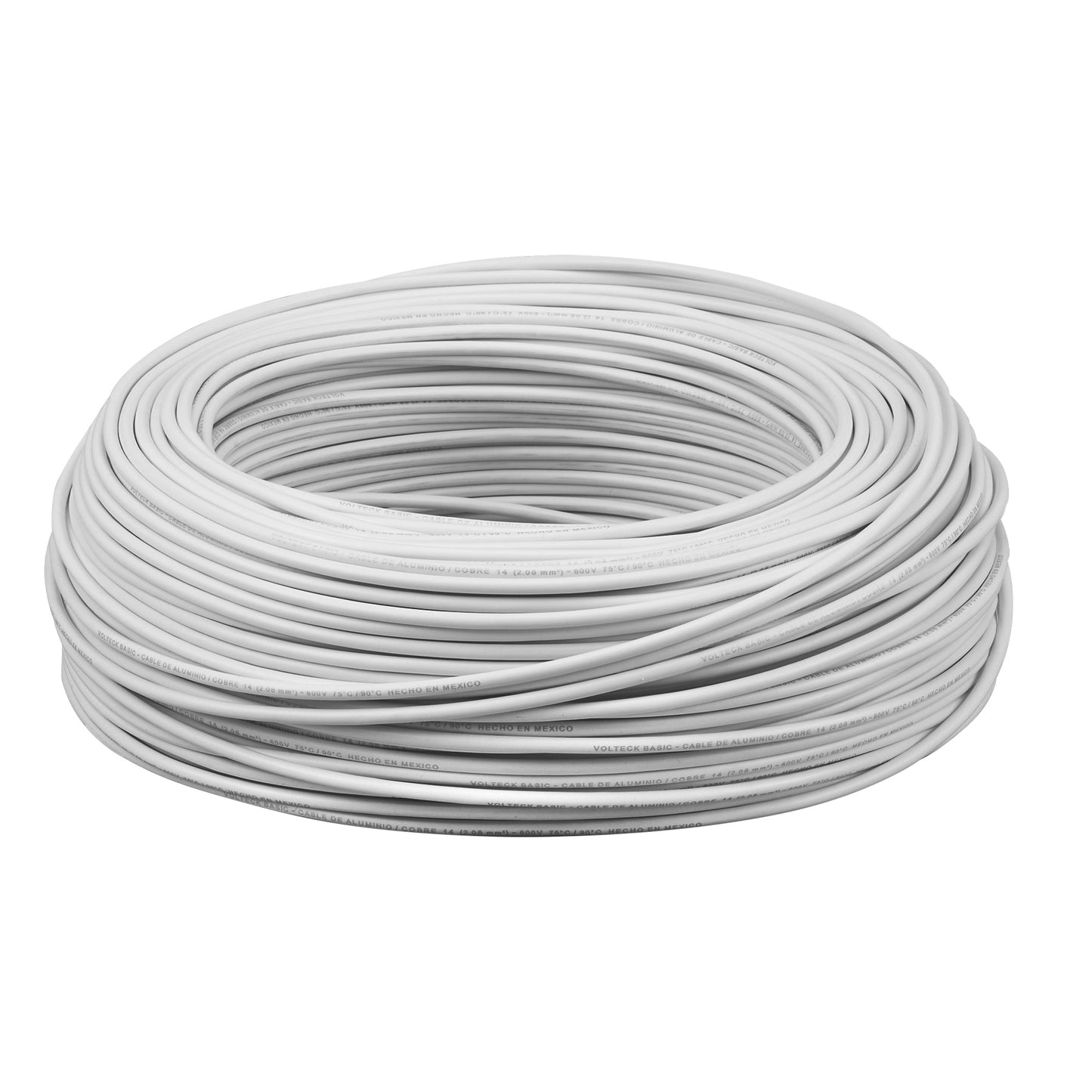 Rollo de 100 metros de cable THW CCA 14 AWG blanco, Basic | CCA-14B | 40216