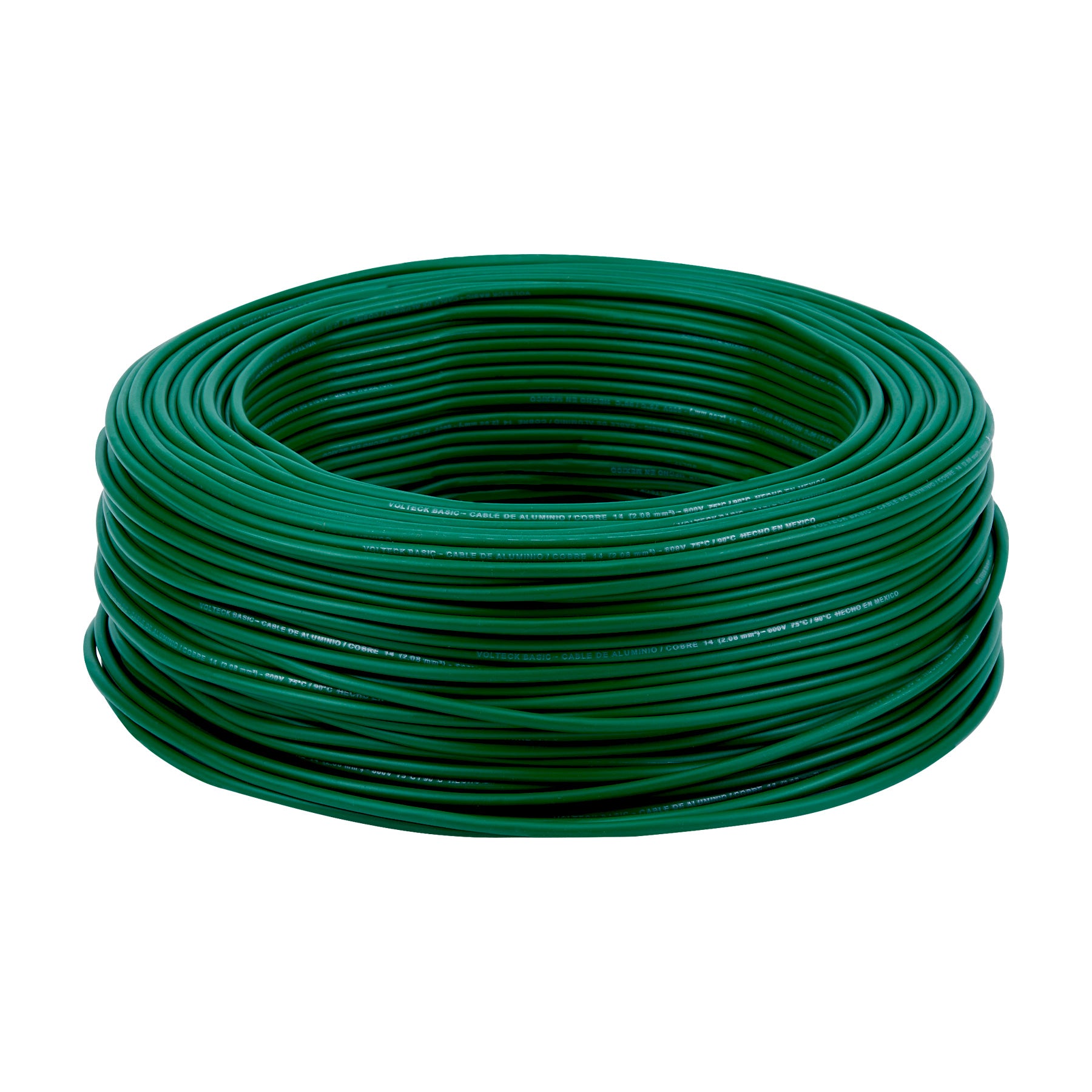Rollo de 100 metros de cable THW CCA 14 AWG verde, Basic | CCA-14V | 40219