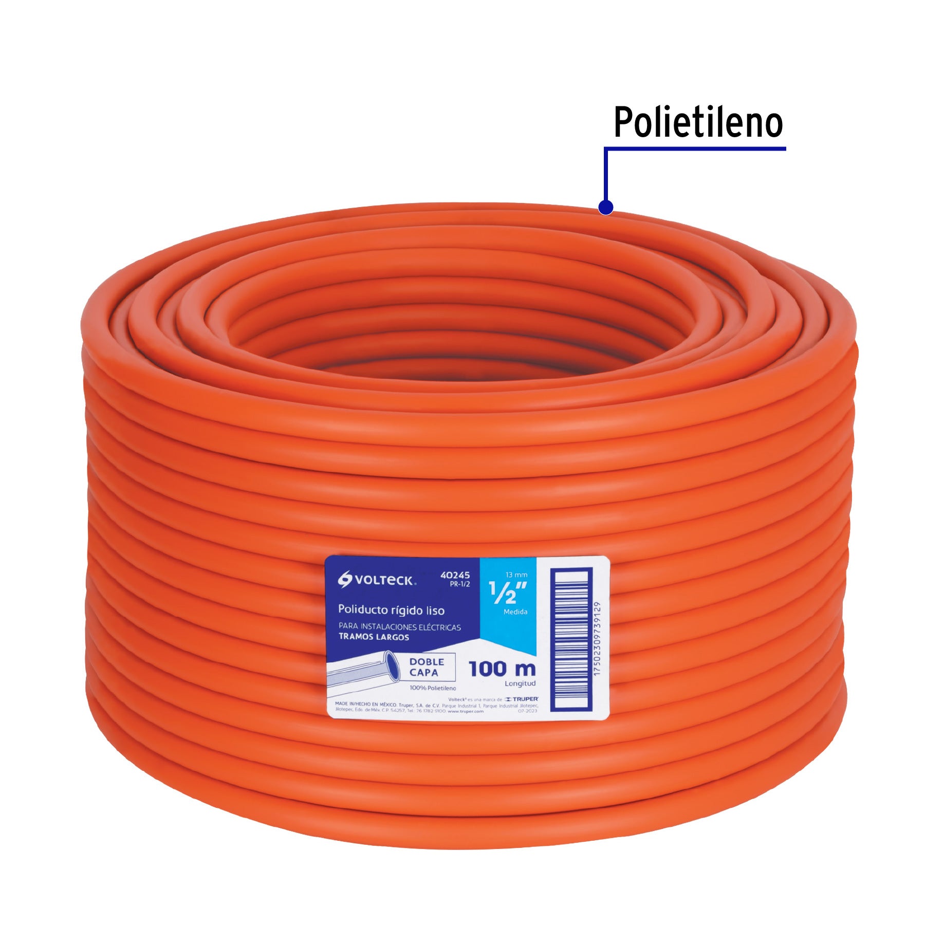 Metro de poliducto 1/2' rígido, rollo con 100 metros | PR-1/2 | 40245