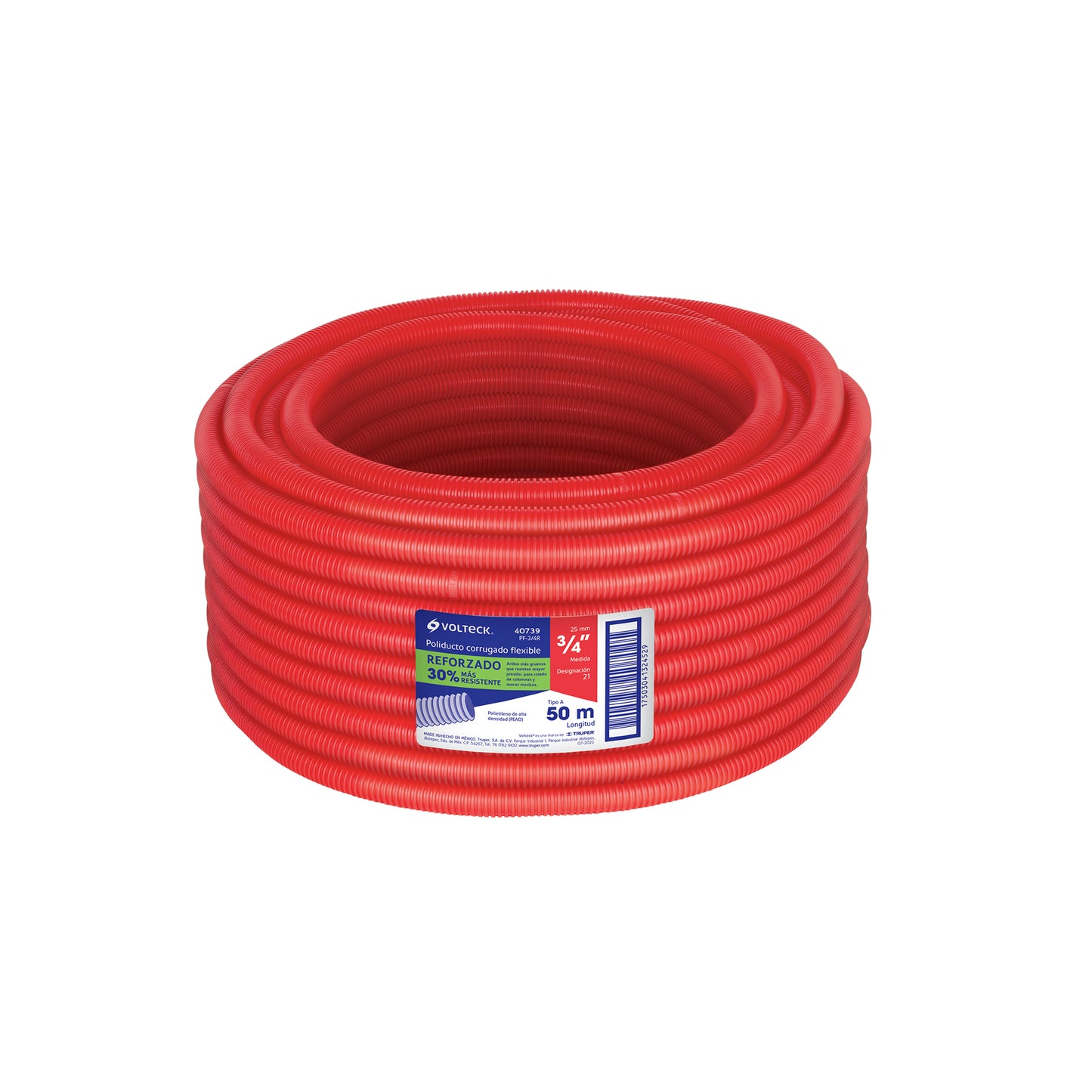 Metro de poliducto 3/4' corrugado flex. reforz. s/guía, 50m | PF-3/4R | 40739