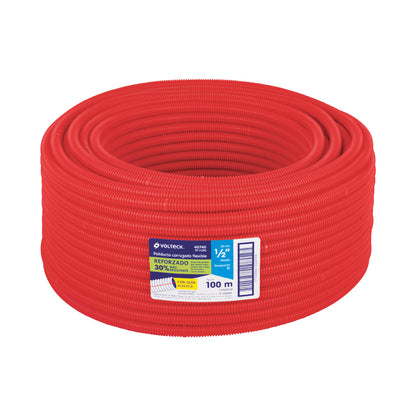 Metro de poliducto 1/2' corrugado flex. reforz. c/guía, 100m | PF-1/2RG | 40740