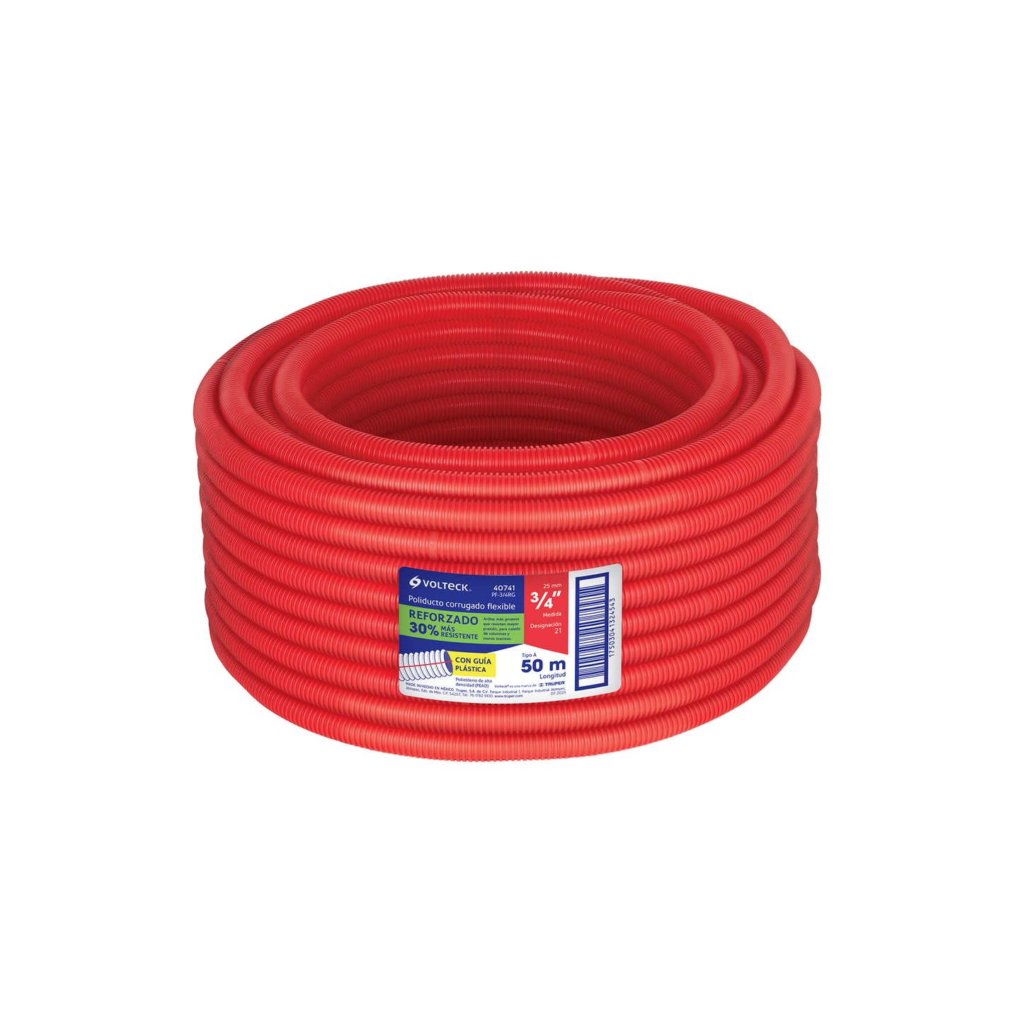 Metro de poliducto 3/4' corrugado flex. reforz. c/guía, 50m | PF-3/4RG | 40741