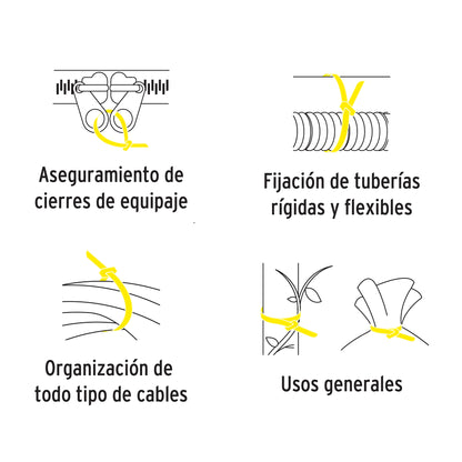 Bolsa con 50 cinchos plásticos 50 lb, 300x4.5 mm, amarillos | CIN-5030A | 41022