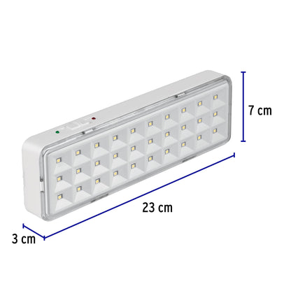 Lámpara de emergencia de 30 Leds, 220 lm recargable, Volteck | LAE-30 | 43007