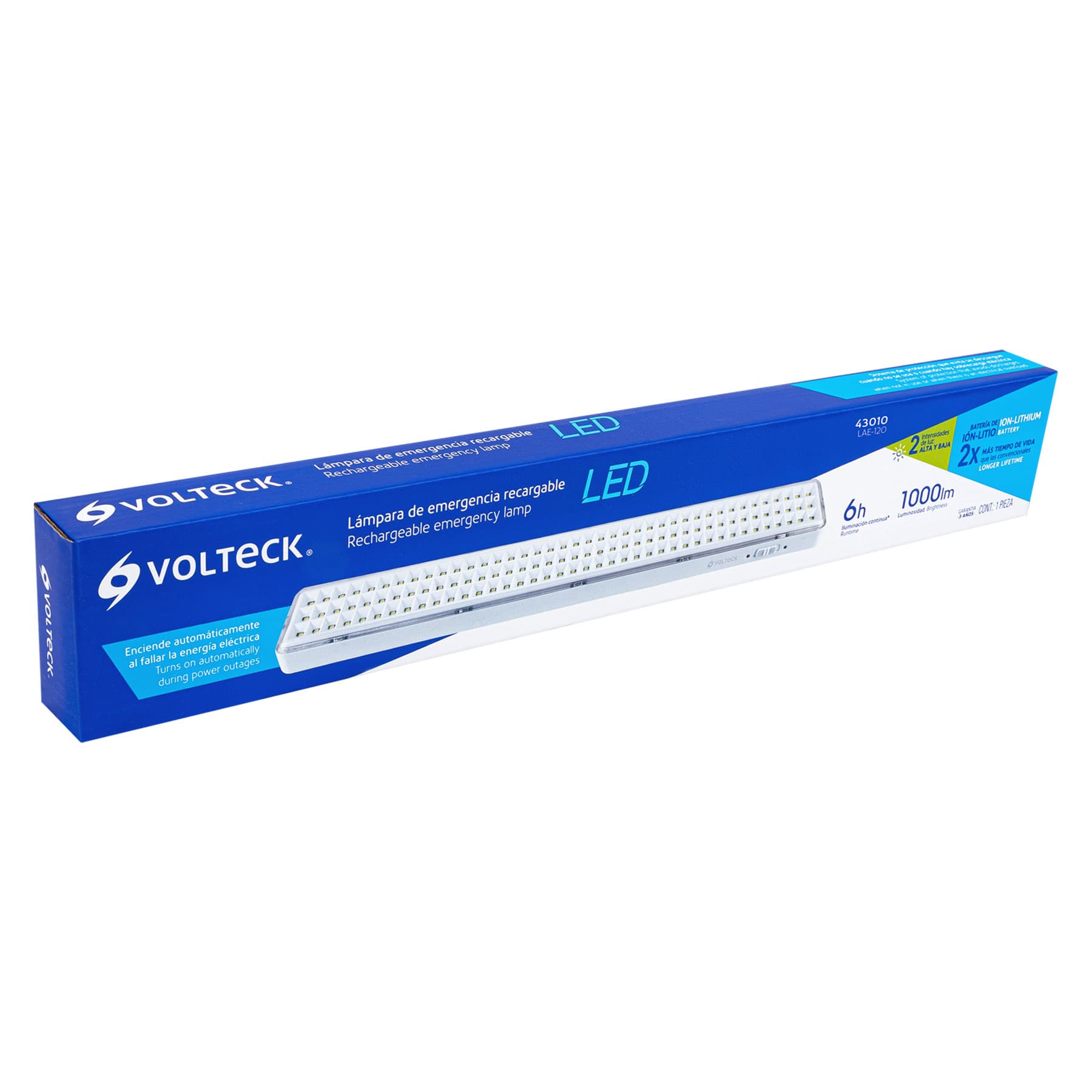 Lámpara de emergencia de 120 Leds 1000 lm recargable Volteck | LAE-120 | 43010