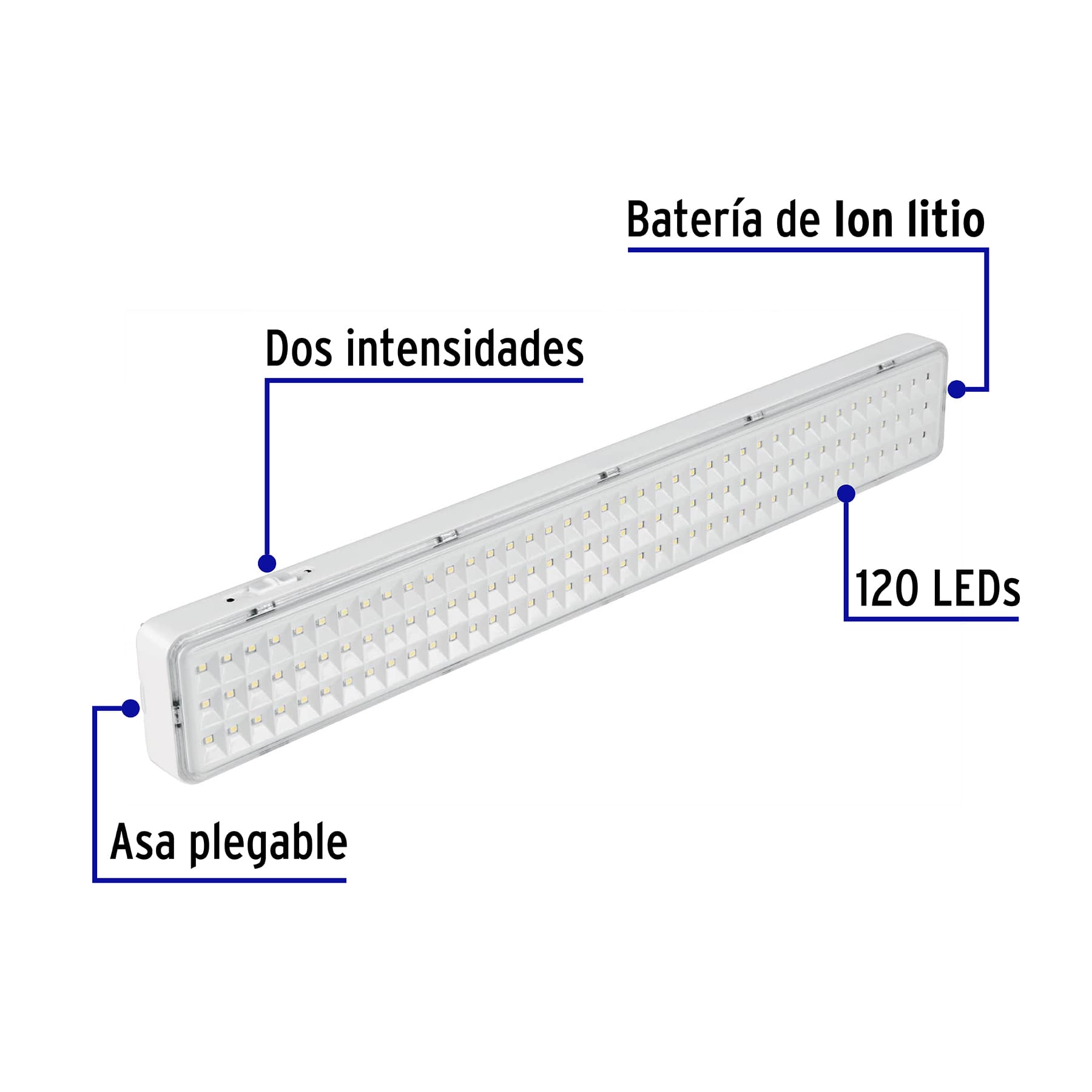 Lámpara de emergencia de 120 Leds 1000 lm recargable Volteck | LAE-120 | 43010