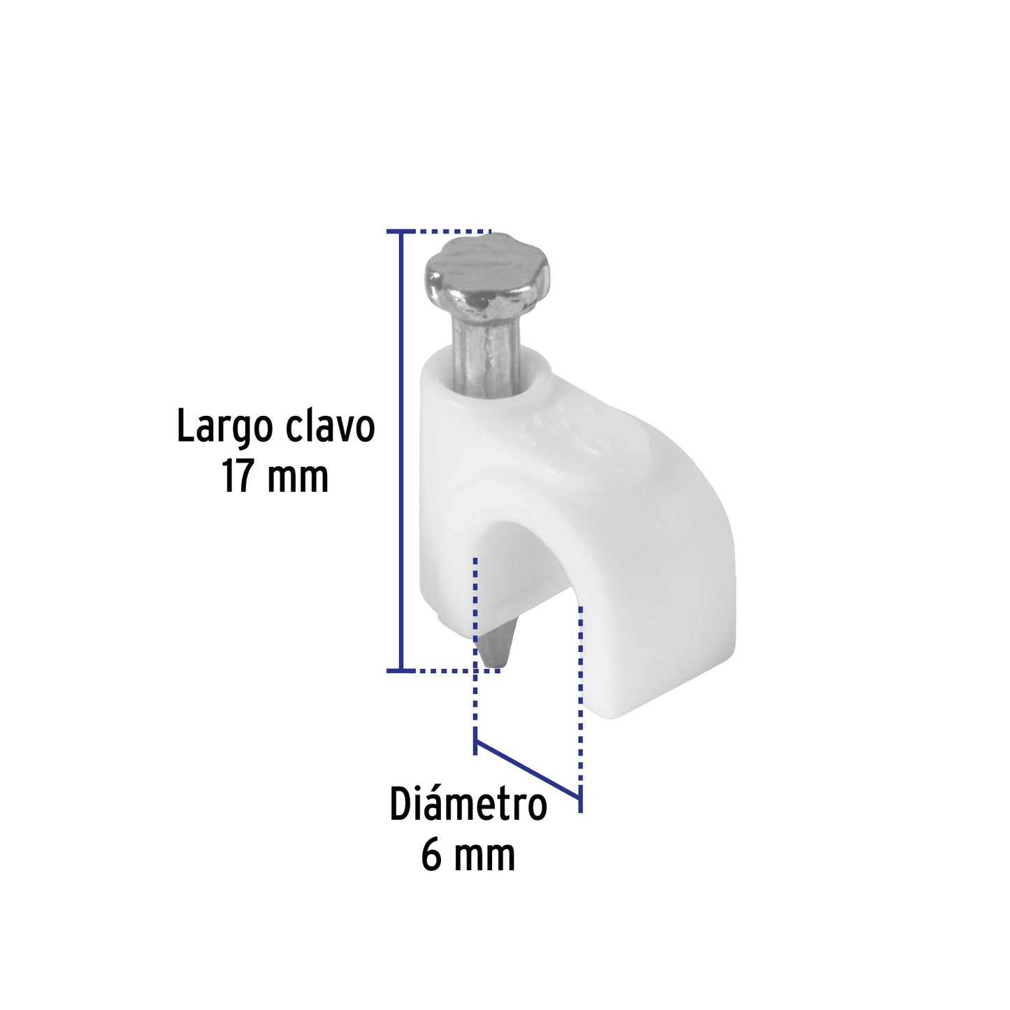 Bolsa con 500 grapas blancas de 6 mm para cable redondo | GCU-6BG | 43041