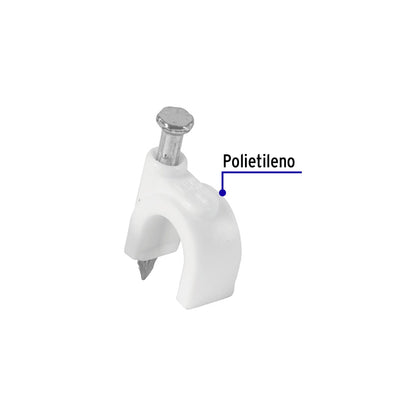 Bolsa con 500 grapas blancas de 6 mm para cable redondo | GCU-6BG | 43041