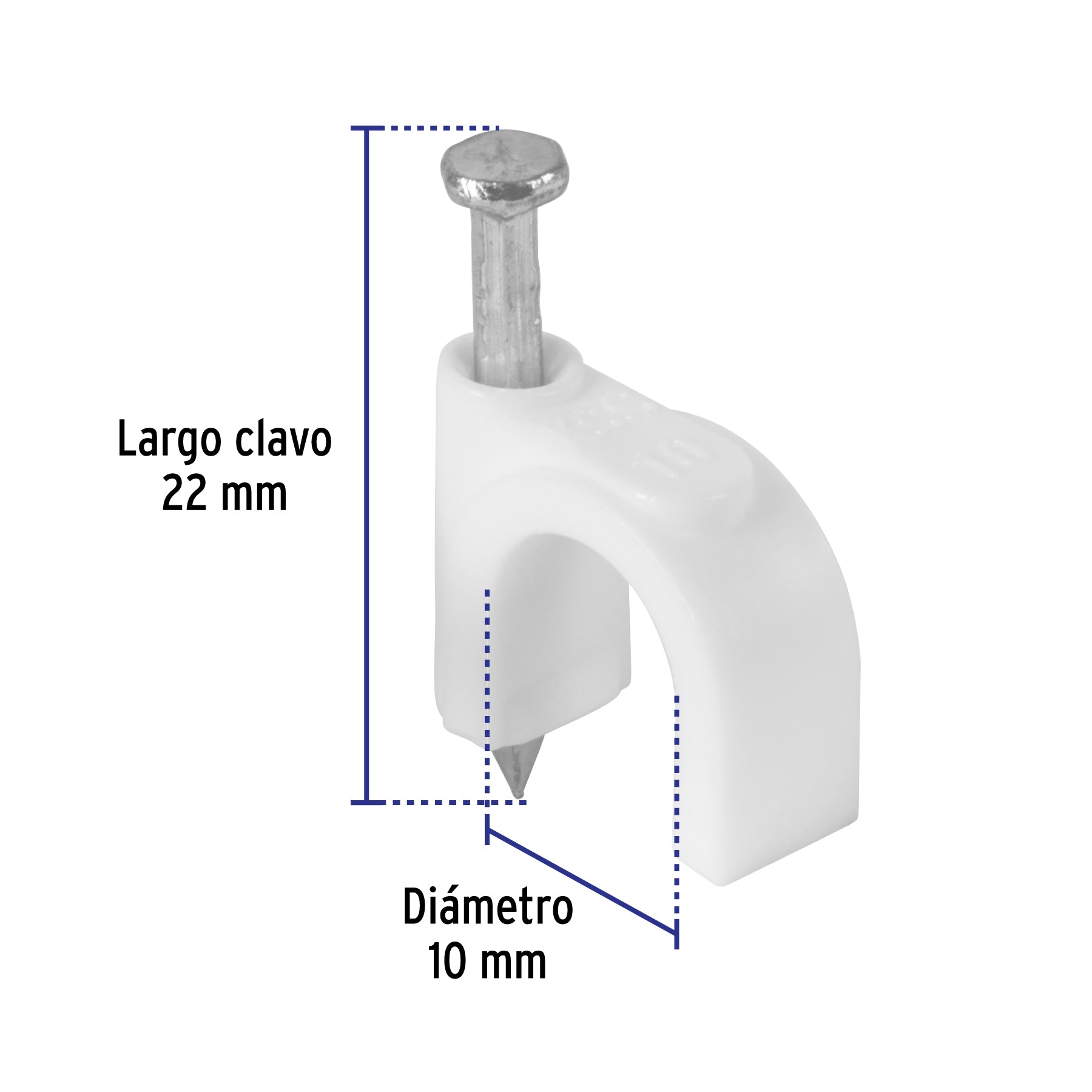 Bolsa con 500 grapas blancas de 10 mm para cable redondo | GCU-10BG | 43043