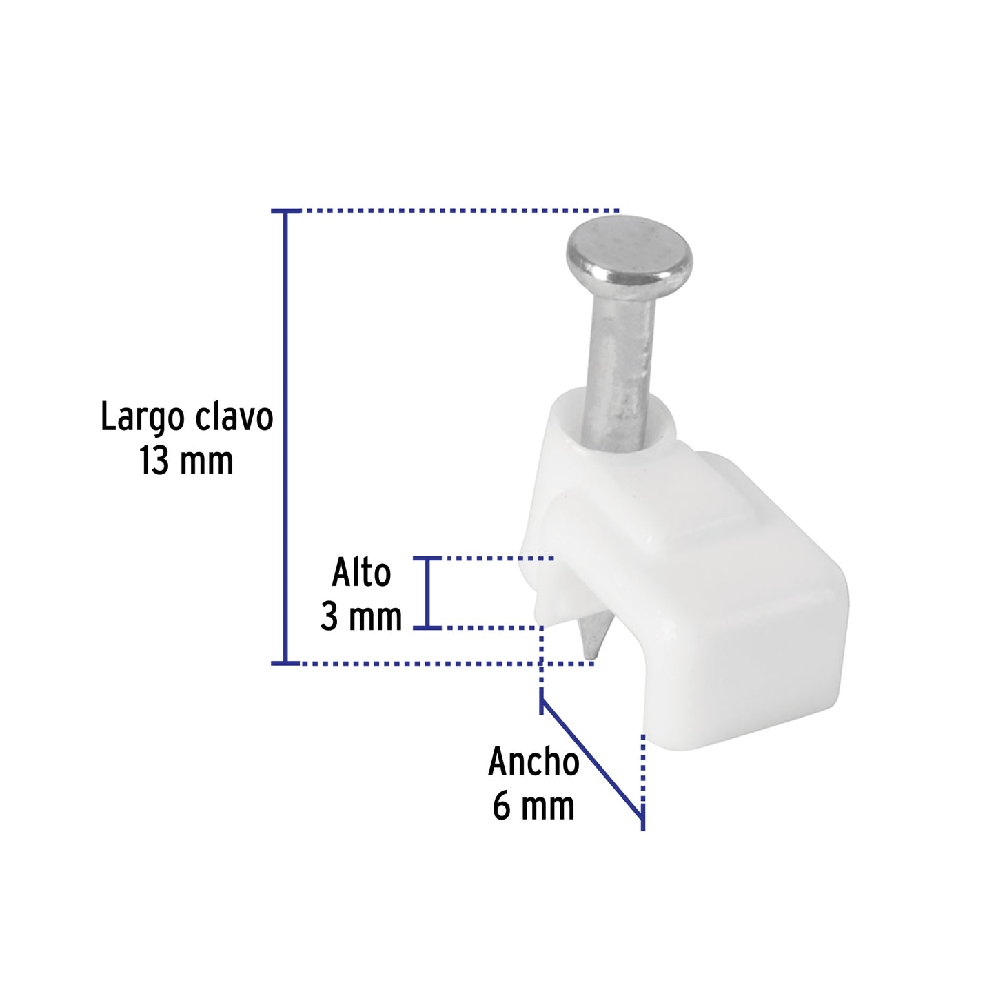 Bolsa con 500 grapas blancas de 3 X 6 mm para cable plano | GPL-5BG | 43044