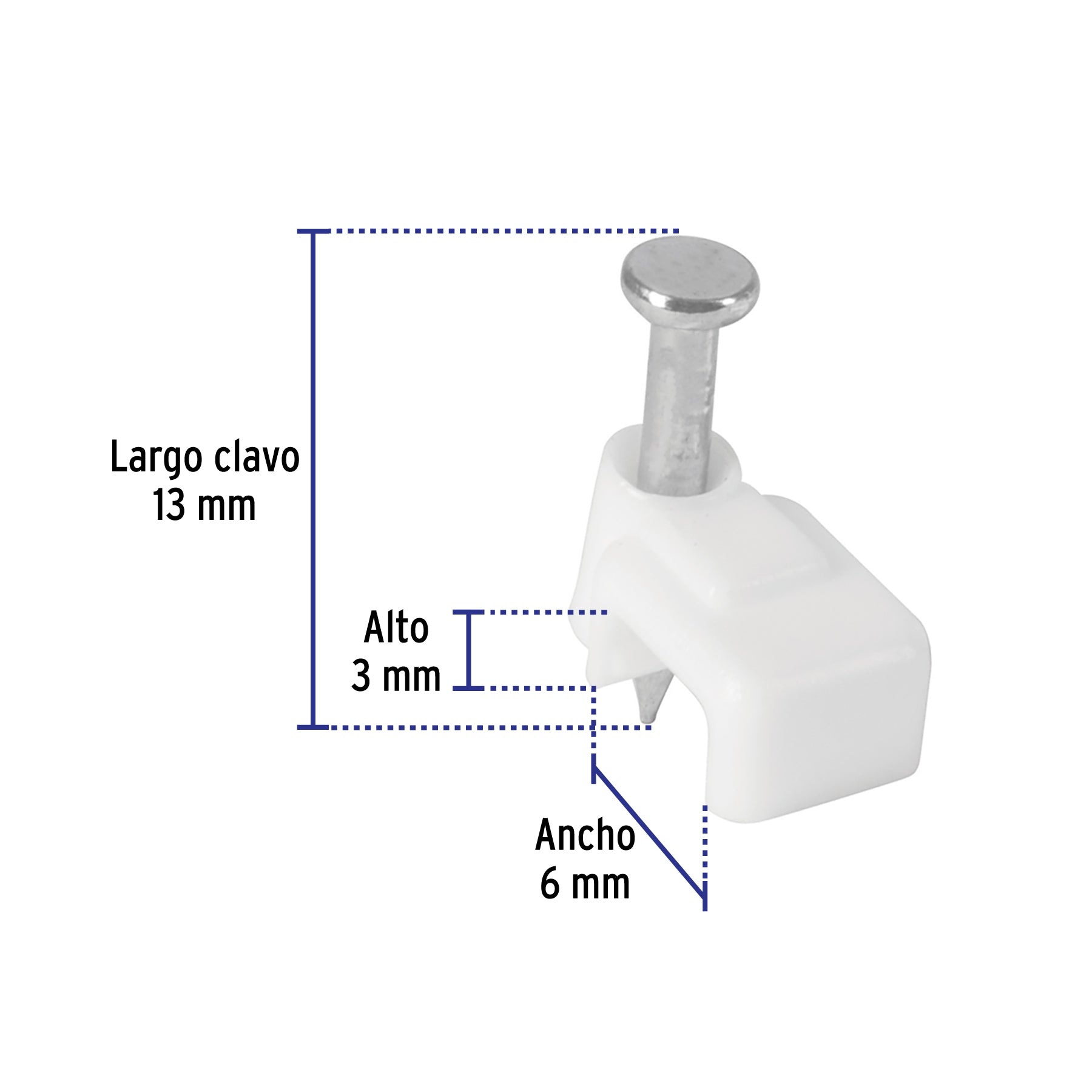 Bolsa con 500 grapas blancas de 3 X 6 mm para cable plano | GPL-5BG | 43044