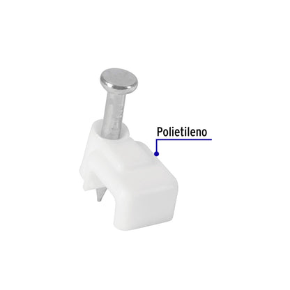 Bolsa con 500 grapas blancas de 3 X 6 mm para cable plano | GPL-5BG | 43044