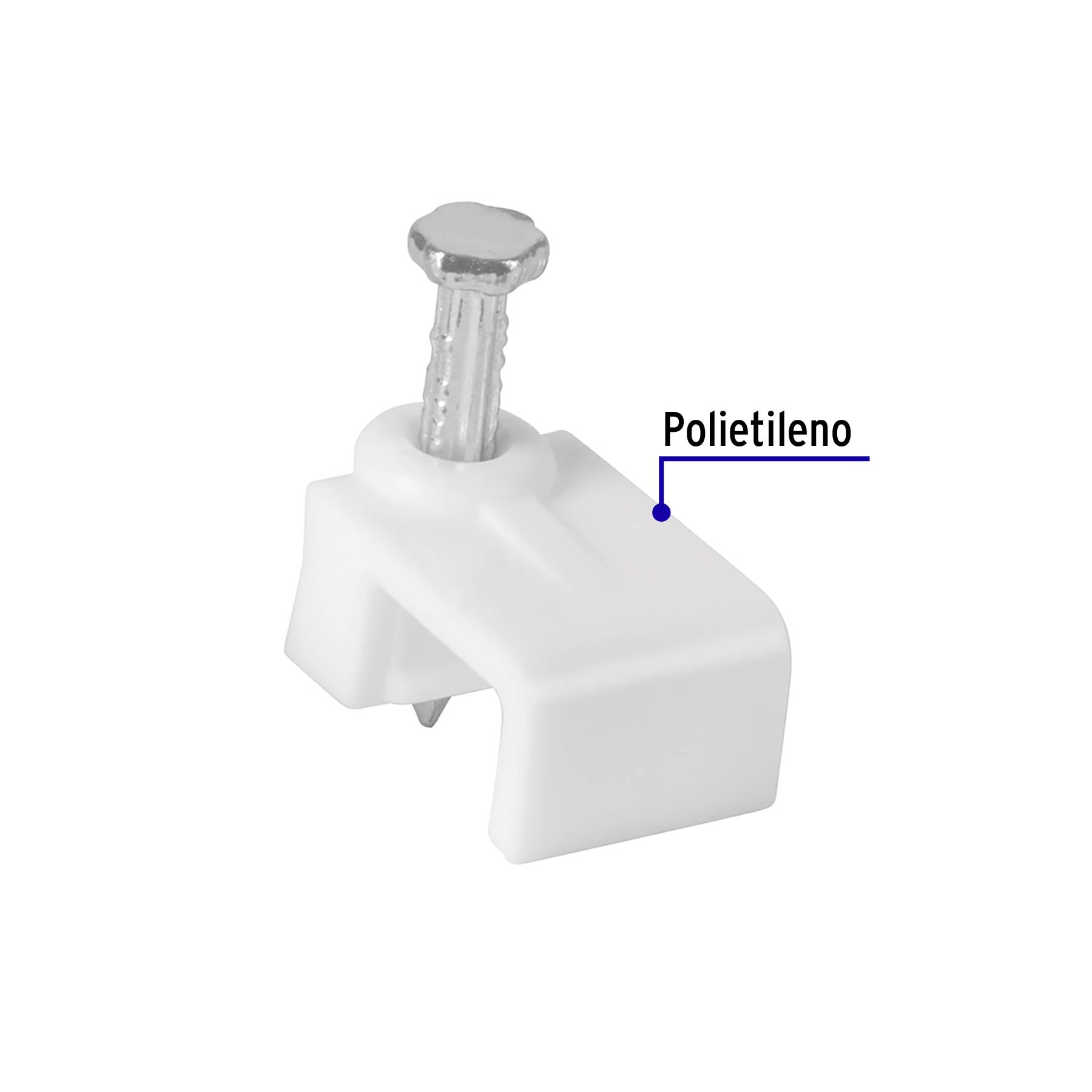 Bolsa con 500 grapas blancas de 5 X 8.5 mm para cable plano | GPL-8BG | 43045