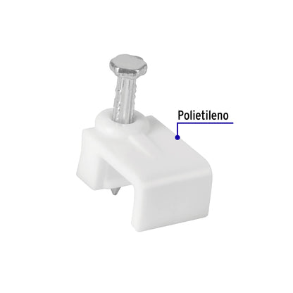 Bolsa con 500 grapas blancas de 5 X 8.5 mm para cable plano | GPL-8BG | 43045